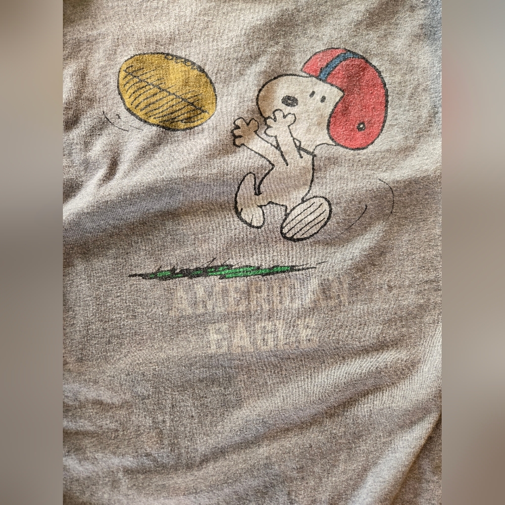 American Eagle Peanuts Branded Grey Interior Tag Print